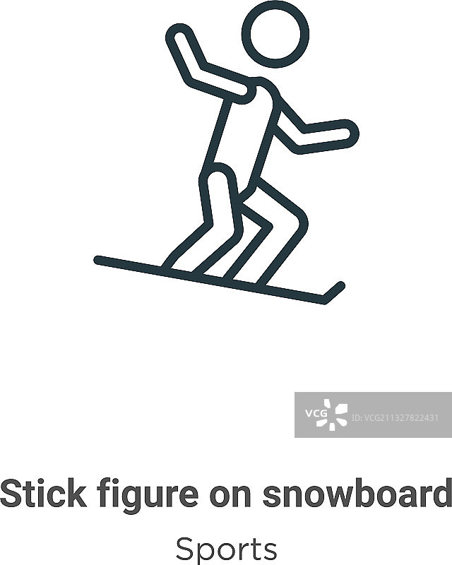在滑雪板轮廓图标细线棍人物图片素材