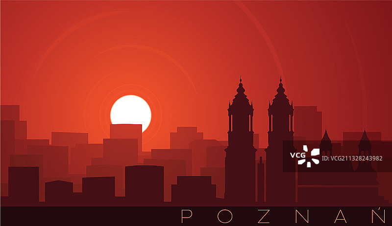 波兹南低太阳天际线景色图片素材