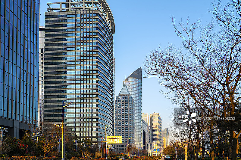 青岛东部新城现代建筑街景图片素材