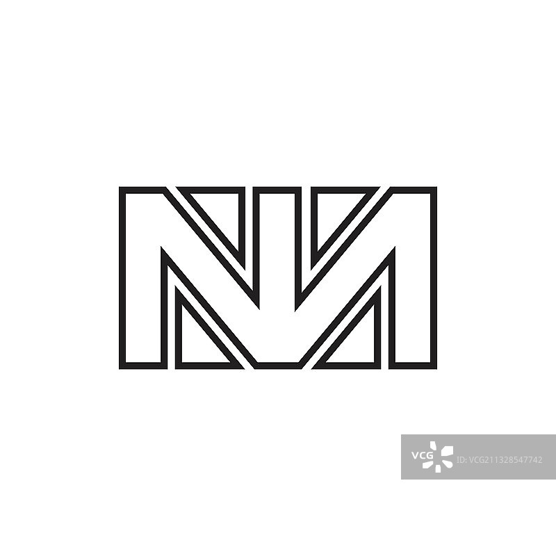 抽象字母nm线艺术箭头形状标志图片素材