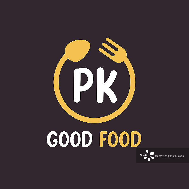 Pk字母标志设计与餐厅理念图片素材