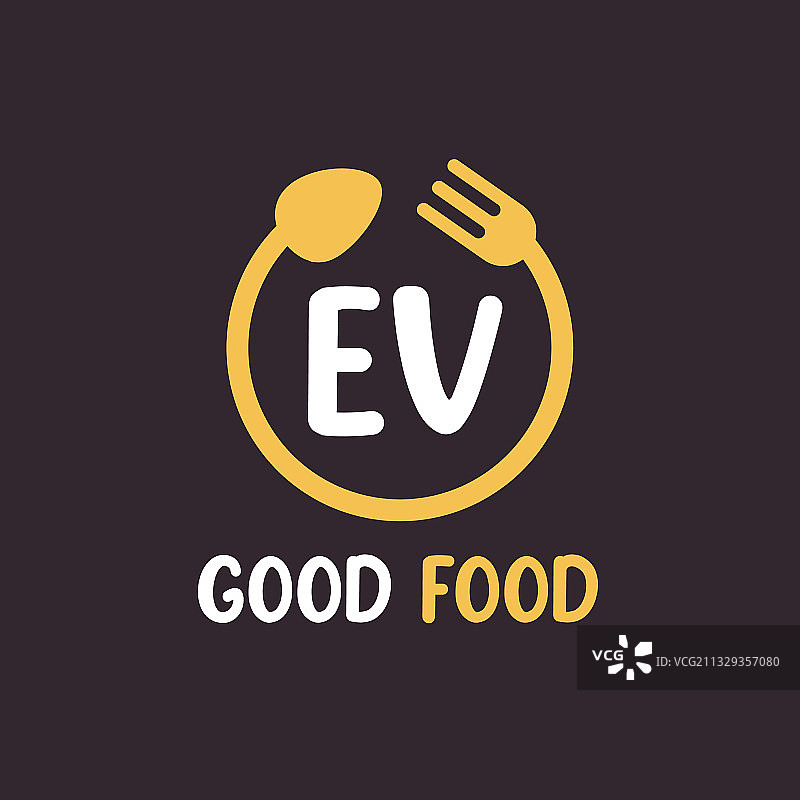 Ev字母标志设计与餐厅理念图片素材