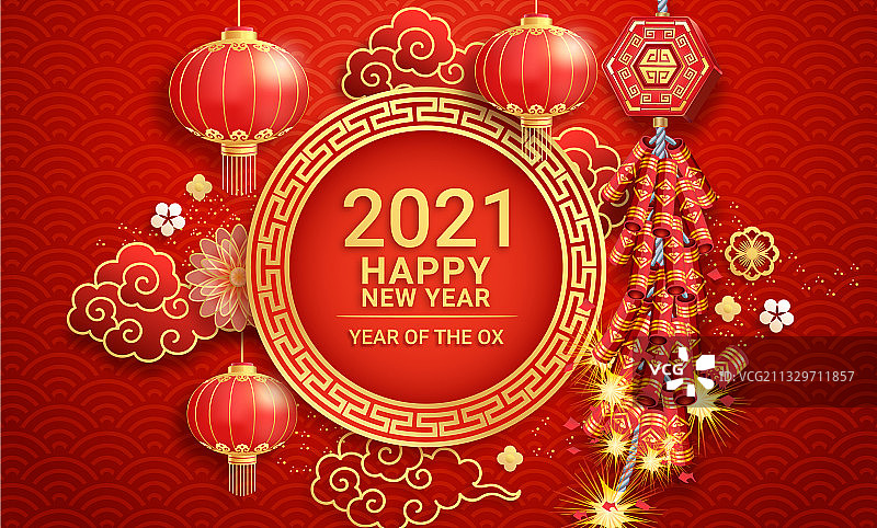 中国新年2021年的鞭炮图片素材