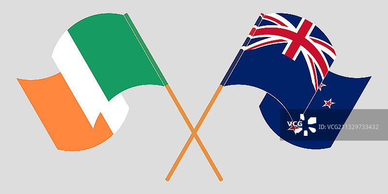 交叉和挥舞的旗帜爱尔兰和新的图片素材