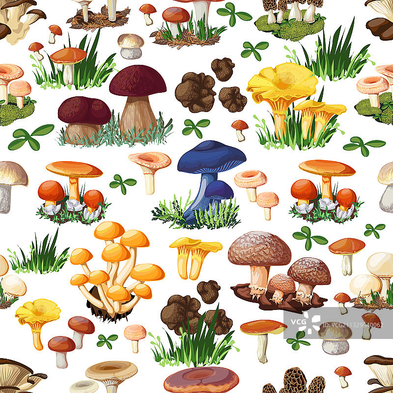 蘑菇无缝模式图片素材