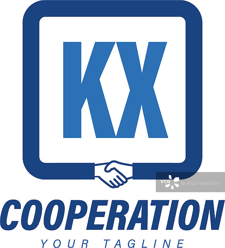 Kx字母标志设计与握手图标现代图片素材