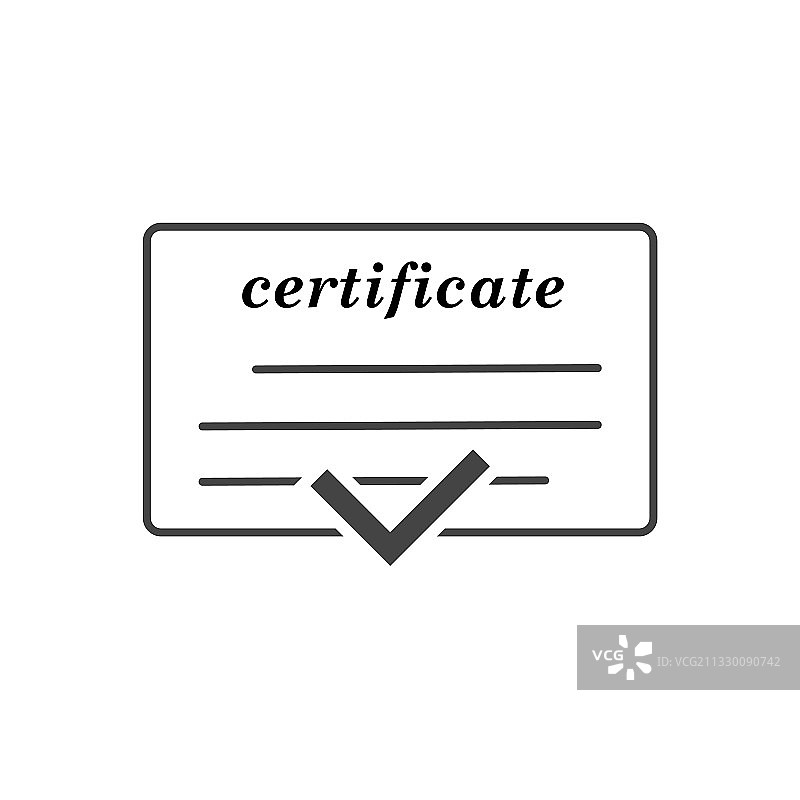 批准证书图标在白色隔离图片素材