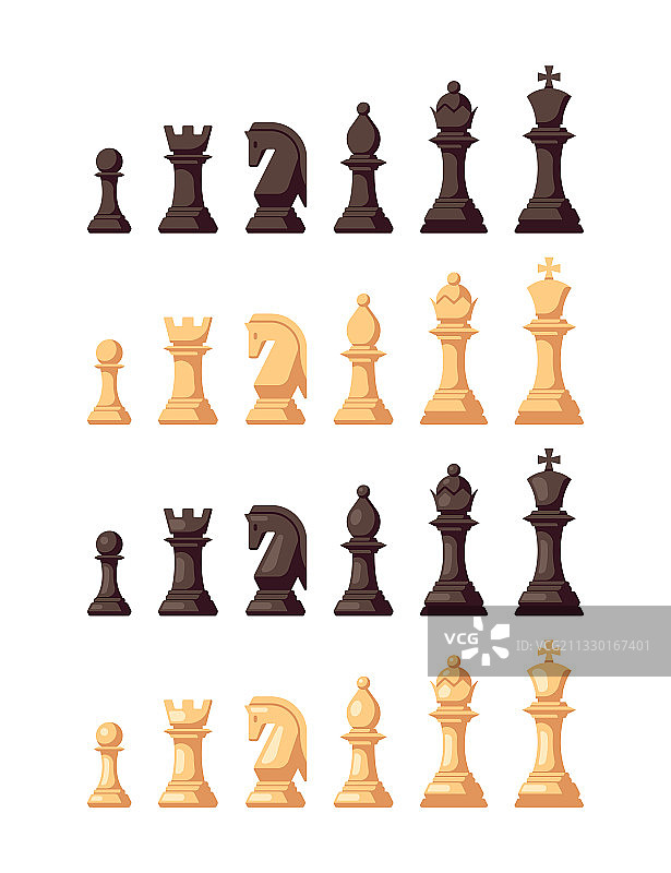 设置平风格的象棋图标在白色的背景图片素材