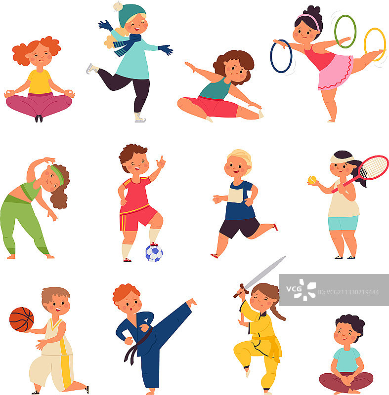 不同运动儿童的身体活动特征图片素材