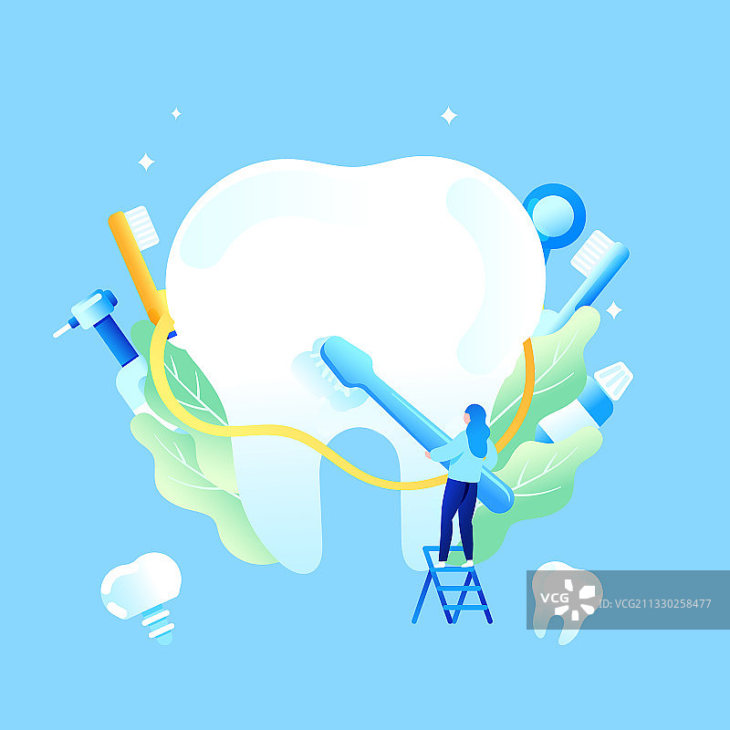 卡通医师医生牙科口腔治疗疾病拔牙洗牙种植牙医疗健康矢量插画图片素材