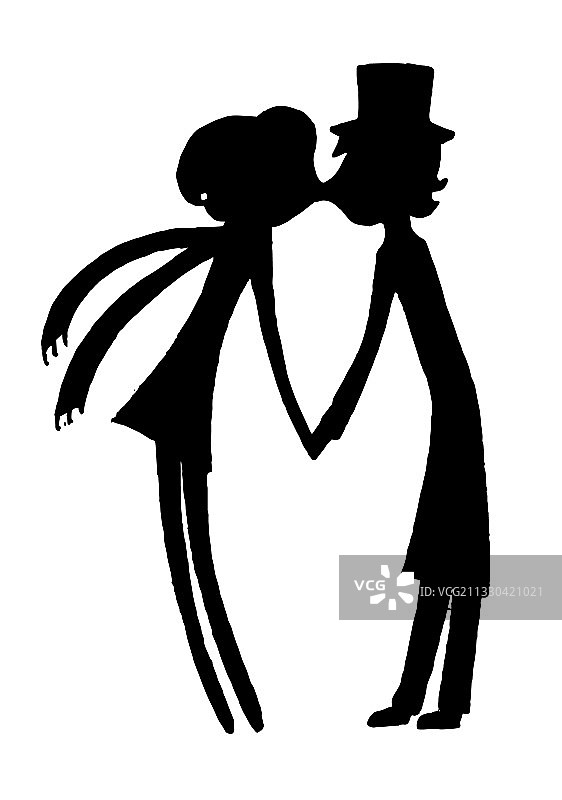 黑色剪影接吻的夫妇图片素材