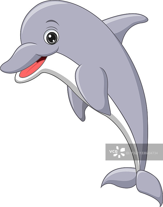 卡通海豚跳在白色的背景图片素材
