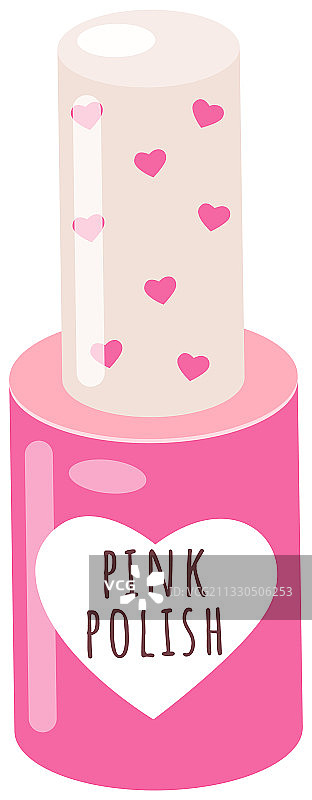 粉红色指甲油孤立在白色封闭瓶上图片素材