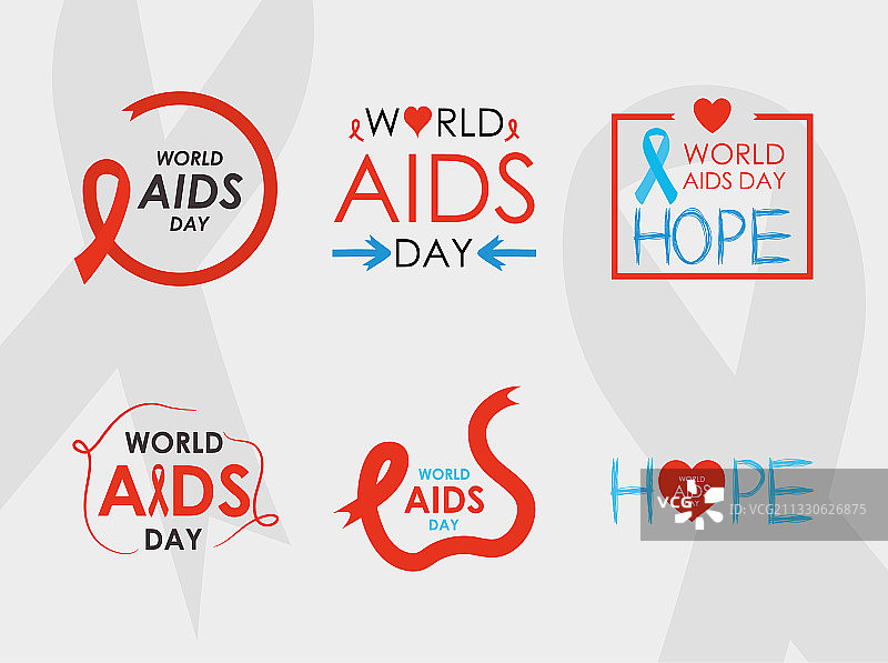 世界艾滋病日图标设置多彩而扁平的风格图片素材