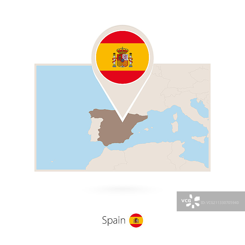 矩形地图西班牙与pin图标西班牙图片素材