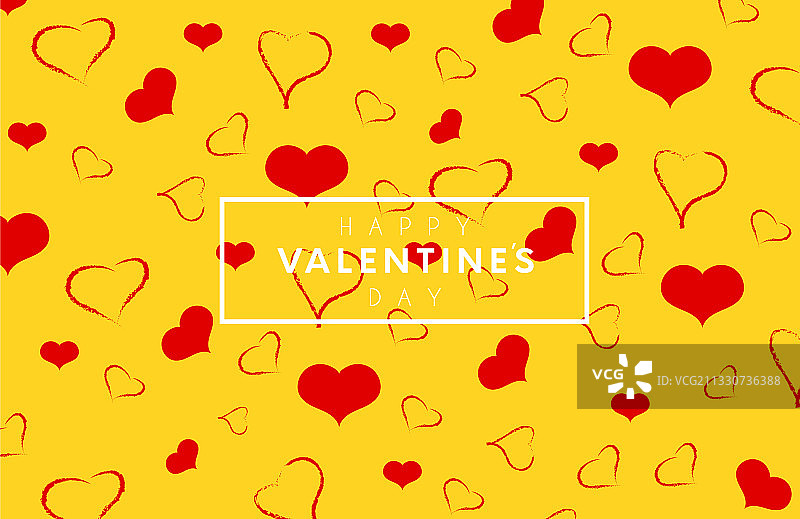 情人节快乐，黄bac上的红心图片素材