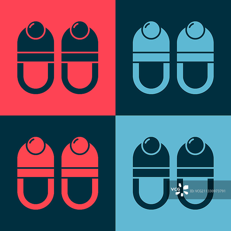 波普艺术拖鞋图标孤立的颜色背景图片素材