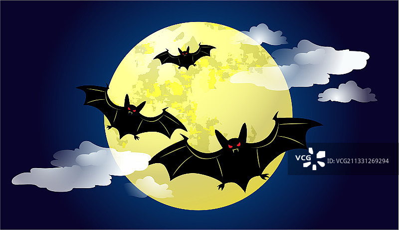 夜晚蝙蝠在月光下飞翔图片素材