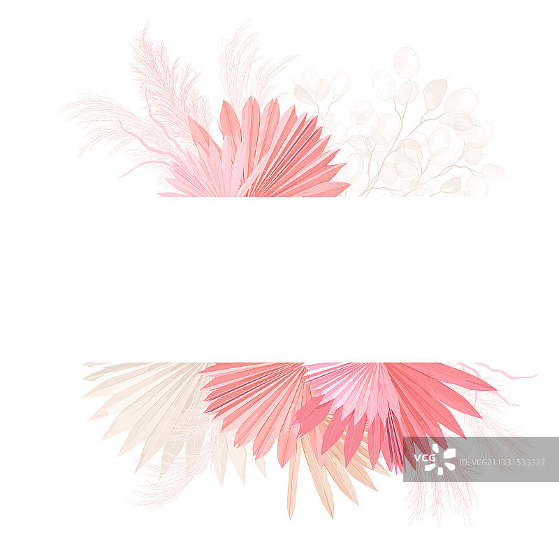 水彩花卉婚礼框架潘帕斯图片素材