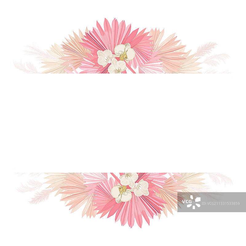 水彩花卉婚礼框架潘帕斯图片素材