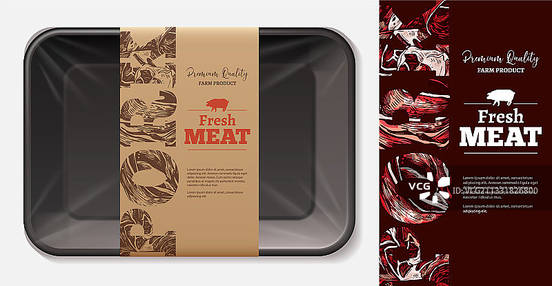 农场鲜肉食品猪肉包装设计图片素材