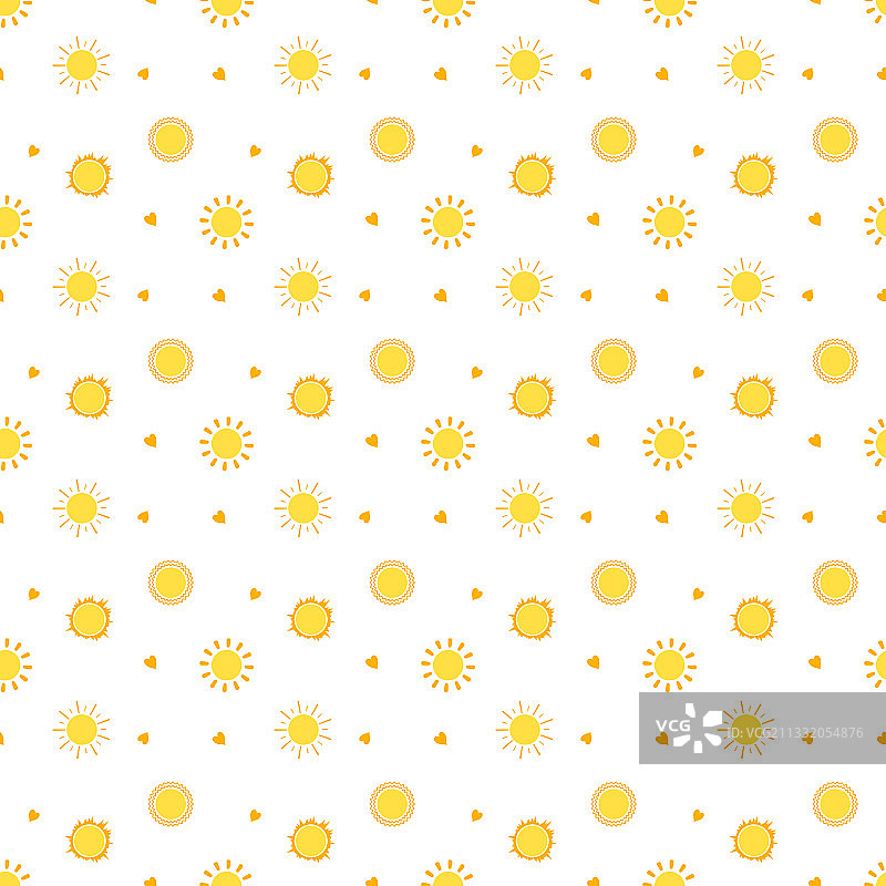 无缝春夏图案与黄色太阳图片素材