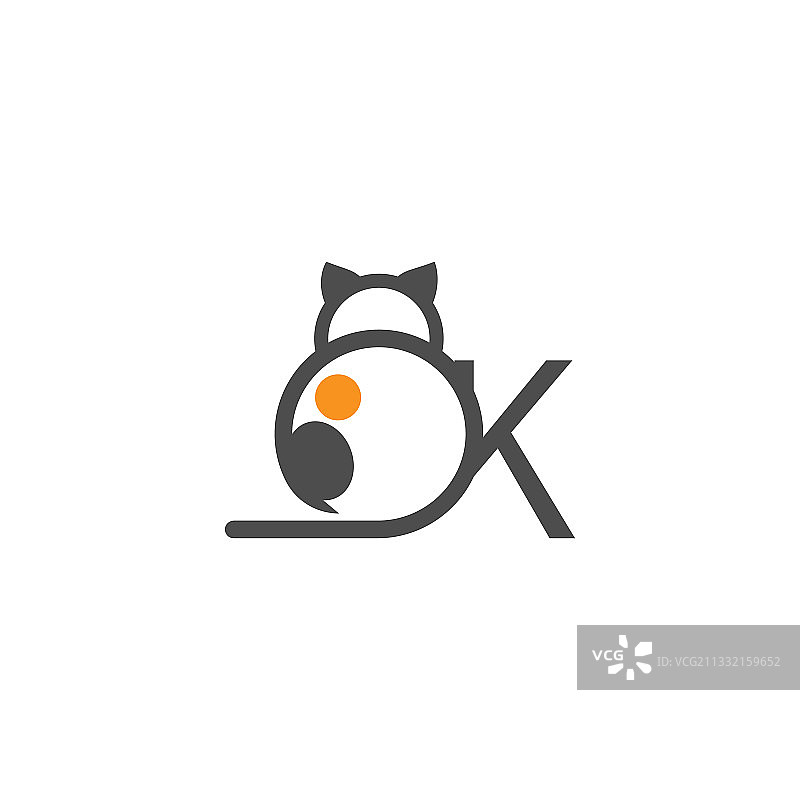 猫图标标志与字母k模板设计图片素材