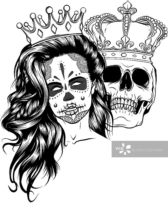 纹身国王和王后的死亡肖像图片素材