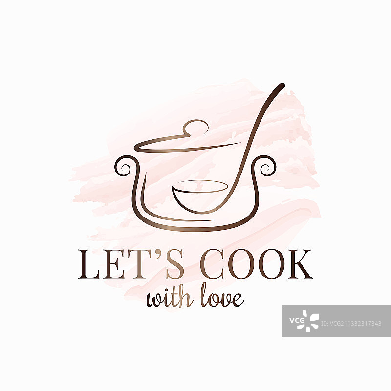 锅与水彩标志厨房勺子图片素材