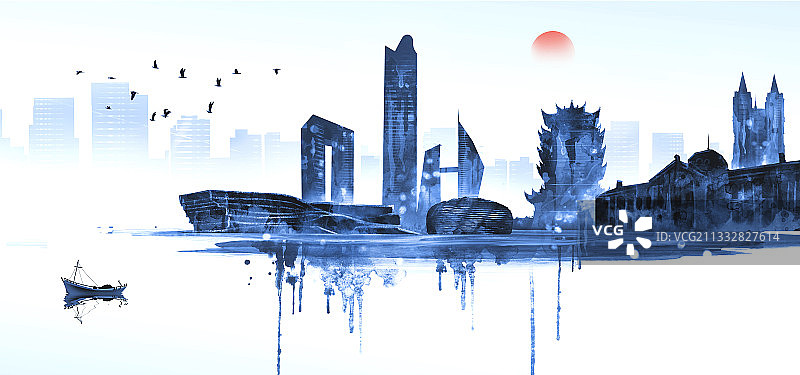 中国风城市地标建筑湖北图片素材