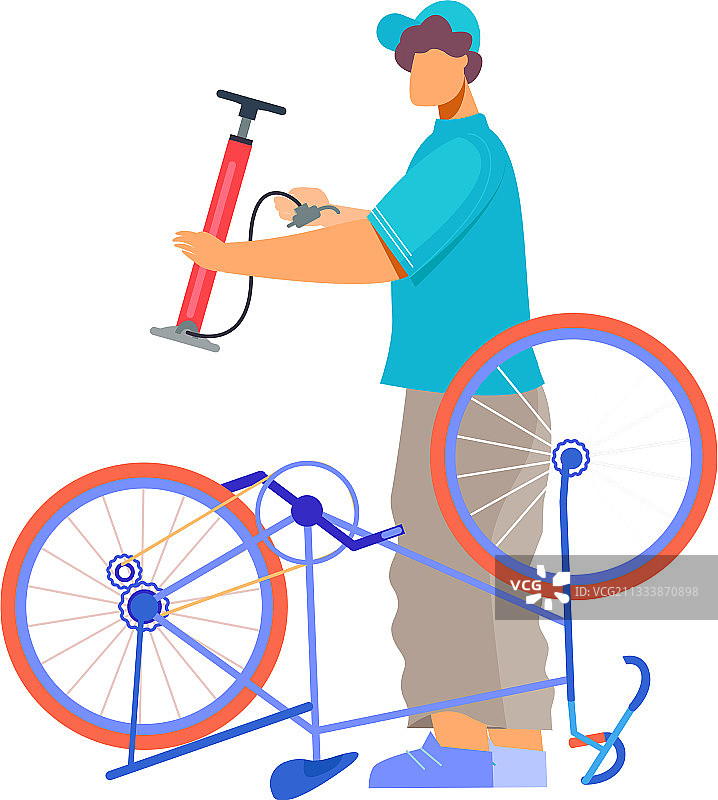 自行车修理人组成图片素材