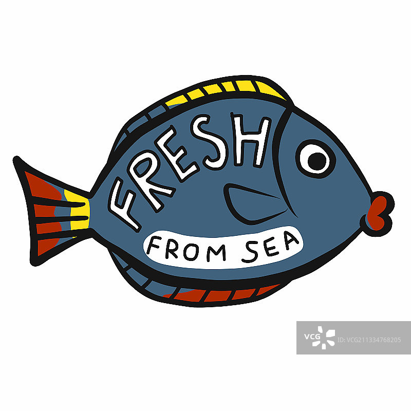 鱼从海洋卡通标志图片素材
