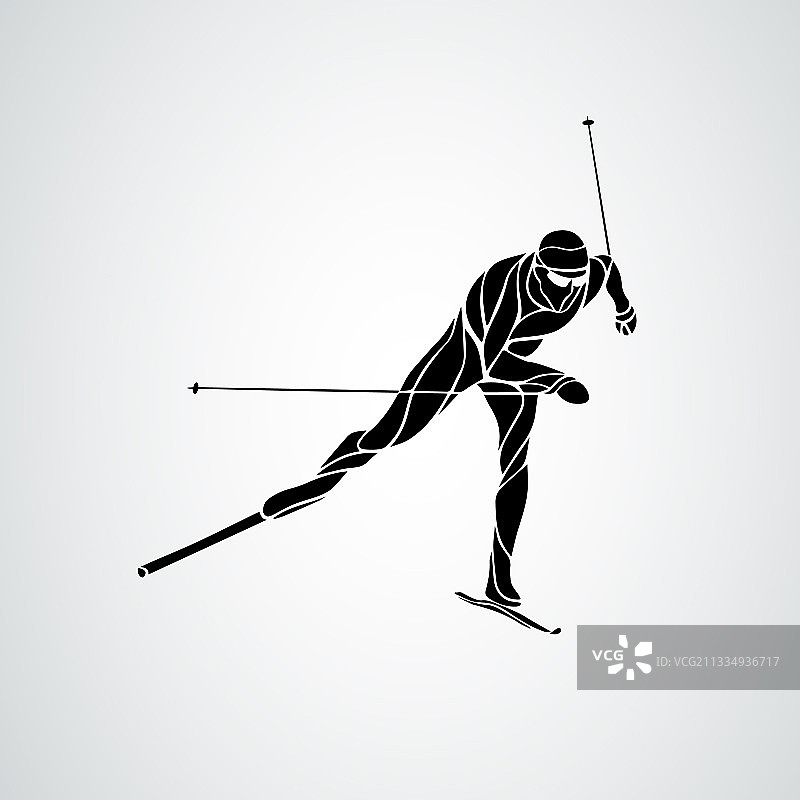 越野滑雪创意剪影图片素材