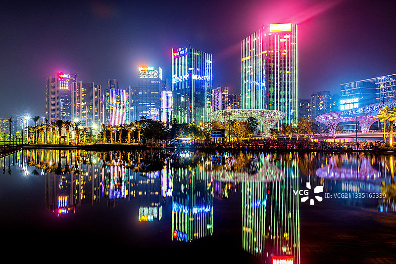 中国广东深圳前海夜景风光图片素材