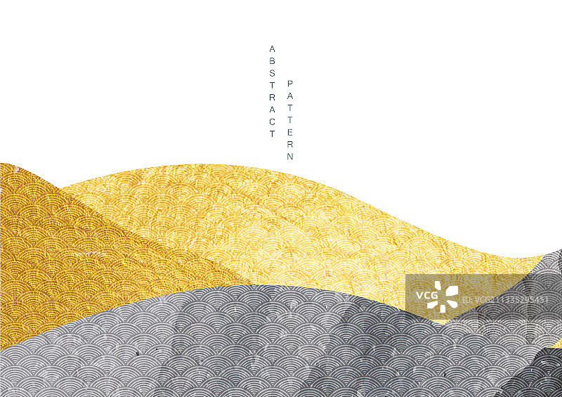 抽象景观旗帜与日本波浪图片素材