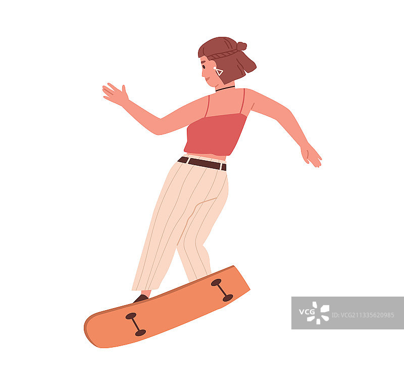 女滑板手骑滑板年轻图片素材