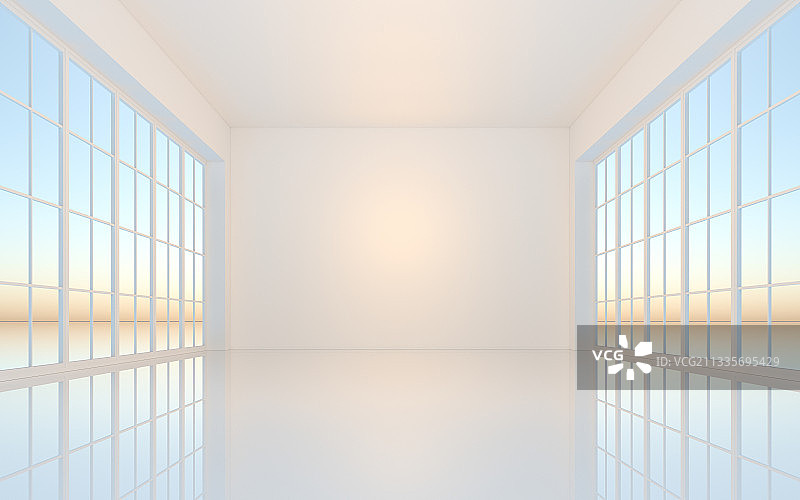 白色的空房间 3D渲染图片素材