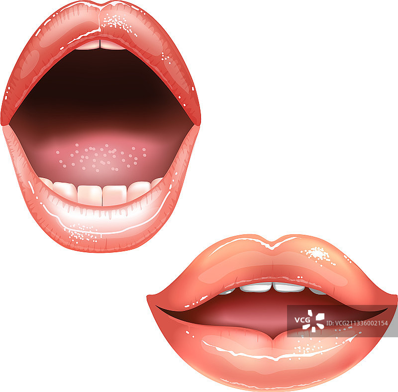 2闪亮的美丽女性嘴唇与牙齿图片素材