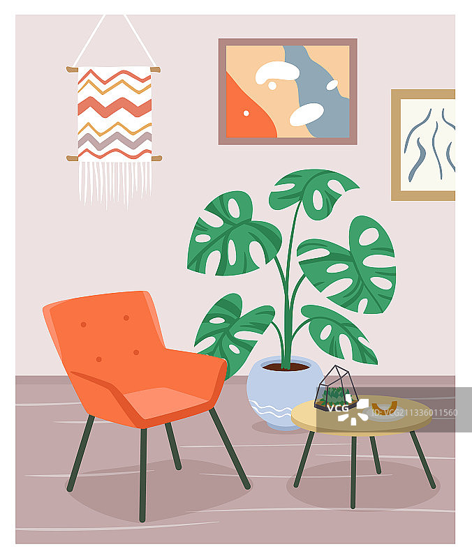 波西米亚风格的室内现代扶手椅家具图片素材