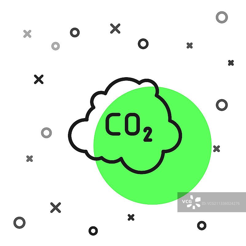 黑线二氧化碳排放量在云图标隔离上图片素材