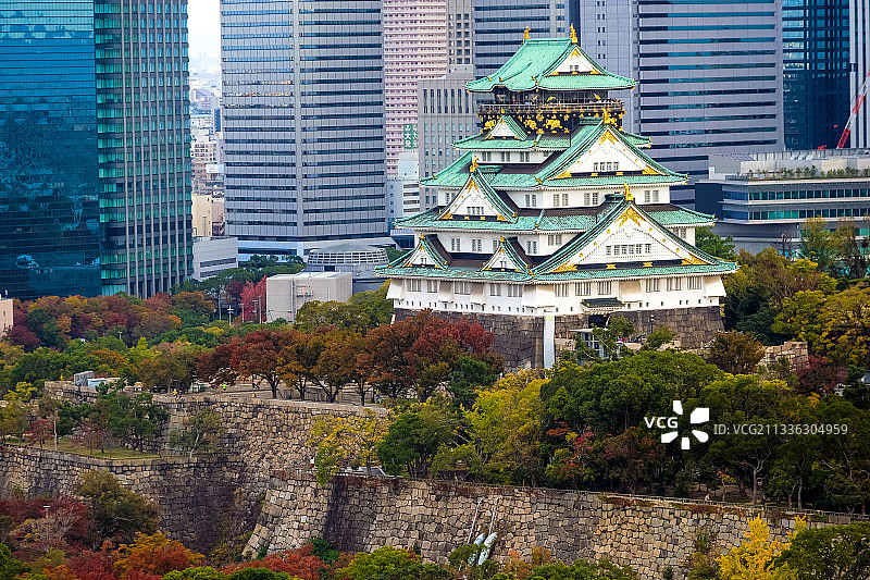 航拍日本大阪城图片素材