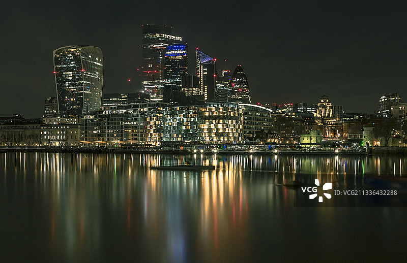 河的夜景，伦敦，英国，英国图片素材