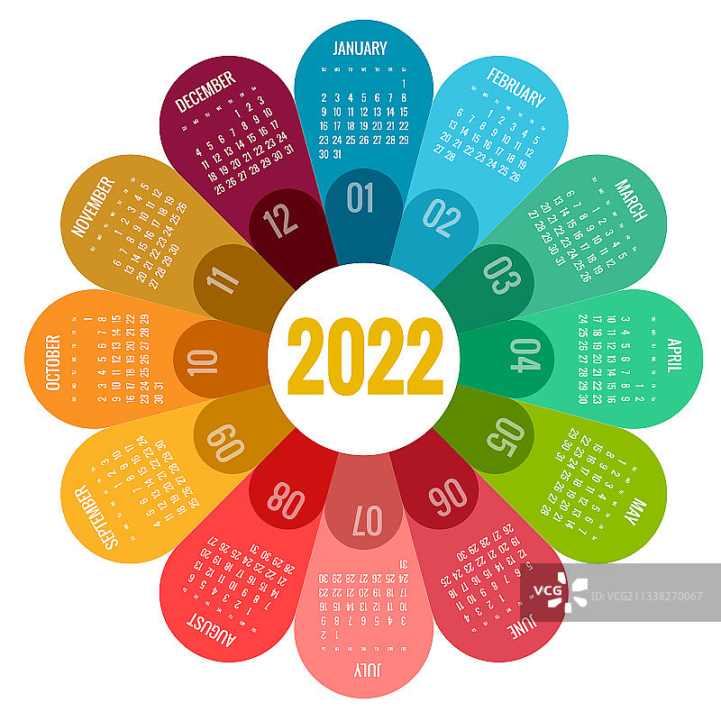 圆形日历计划为2022年日历模板图片素材