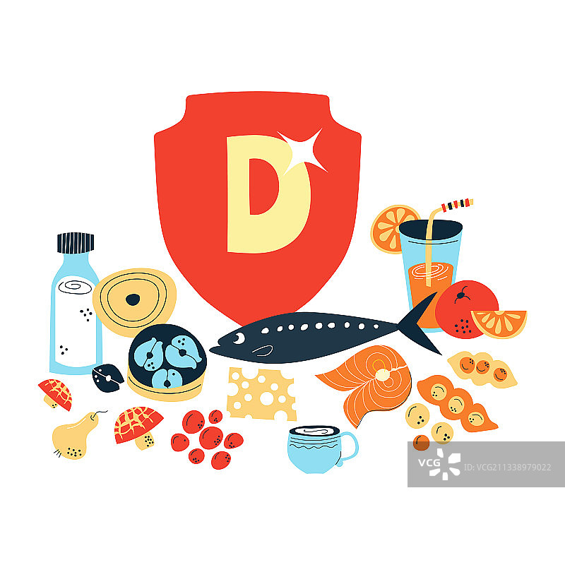 维生素d的主要食物来源概念图片素材