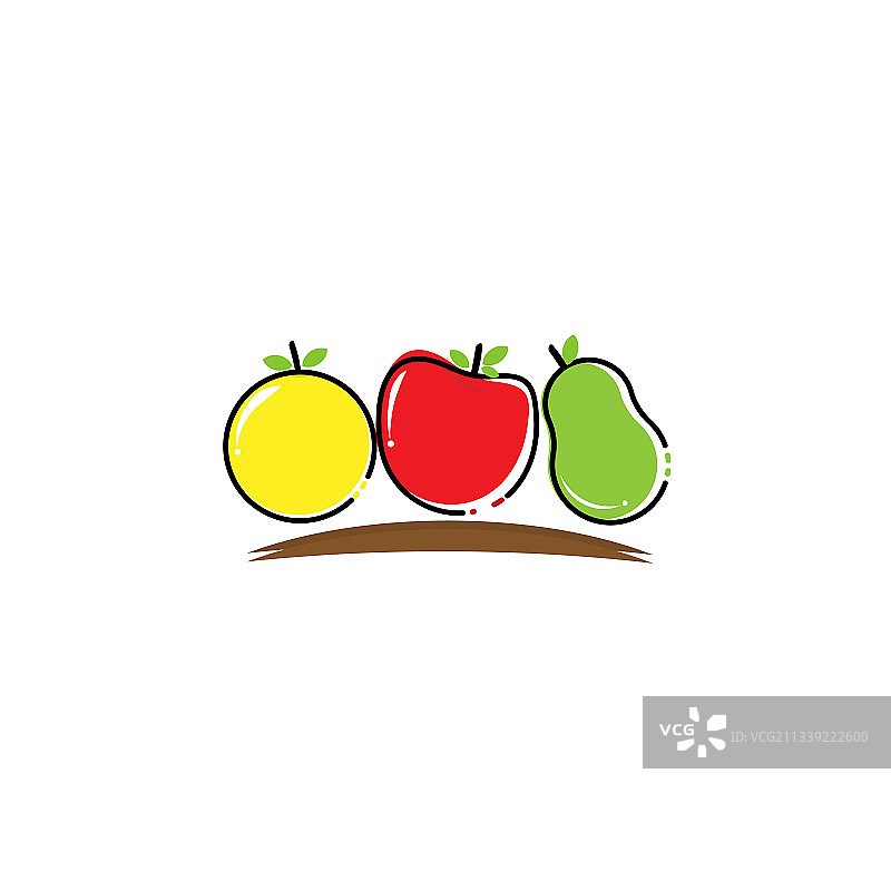 简单的颜色水果图标元素和模板图片素材