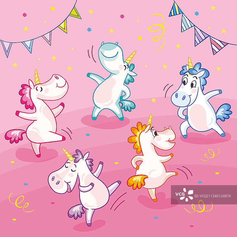 五颜六色的可爱和快乐的舞蹈图片素材