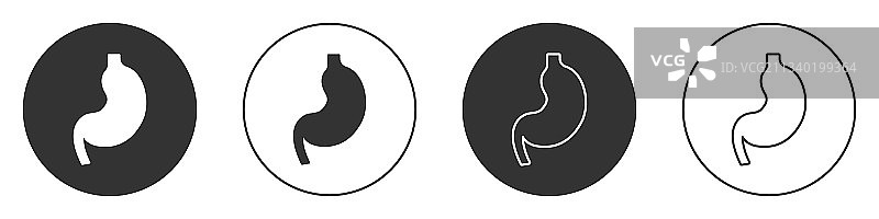 在白色上分离出黑色的人体胃图标图片素材