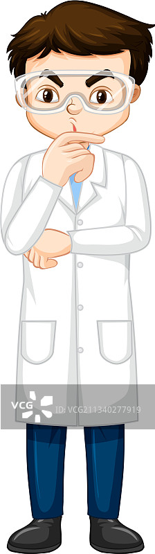 一个穿着实验服的男孩卡通人物图片素材