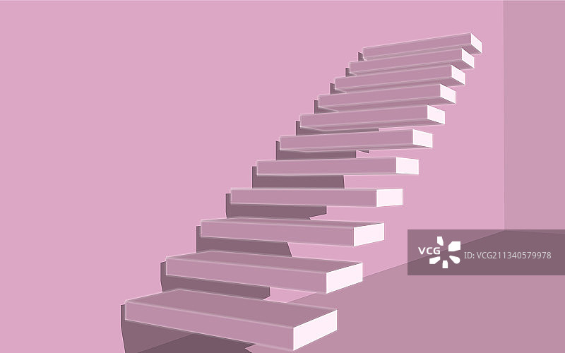 3d步骤与阴影梯子在一个粉红色的背景图片素材