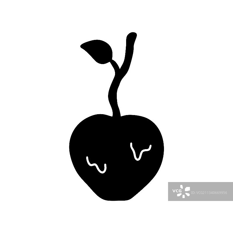 苹果在焦糖剪影图标手绘图片素材